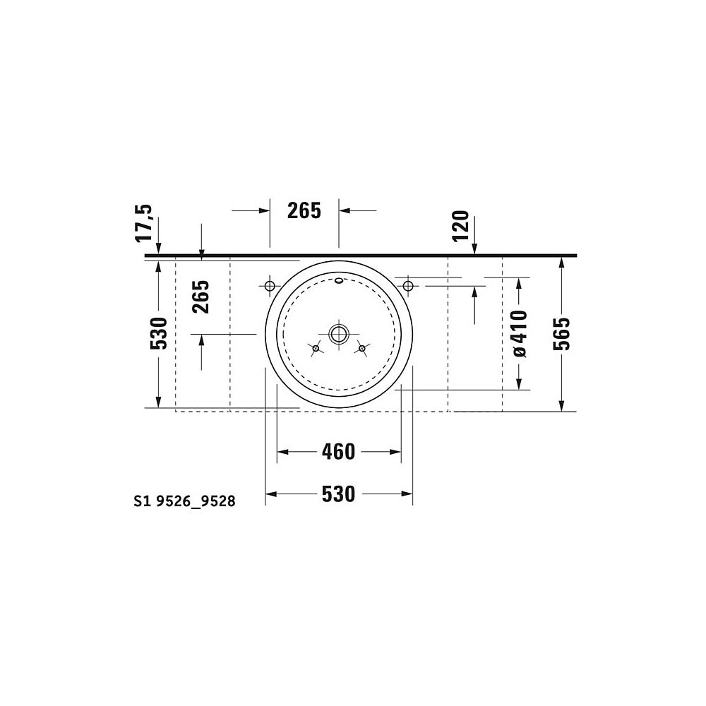 Duravit Starck 1 Aufsatzbecken 530mm, Weiß Hochglanz, WonderGliss, rund, ohne HLB ... DURAVIT-04475300001 4021534217401 (Abb. 4)