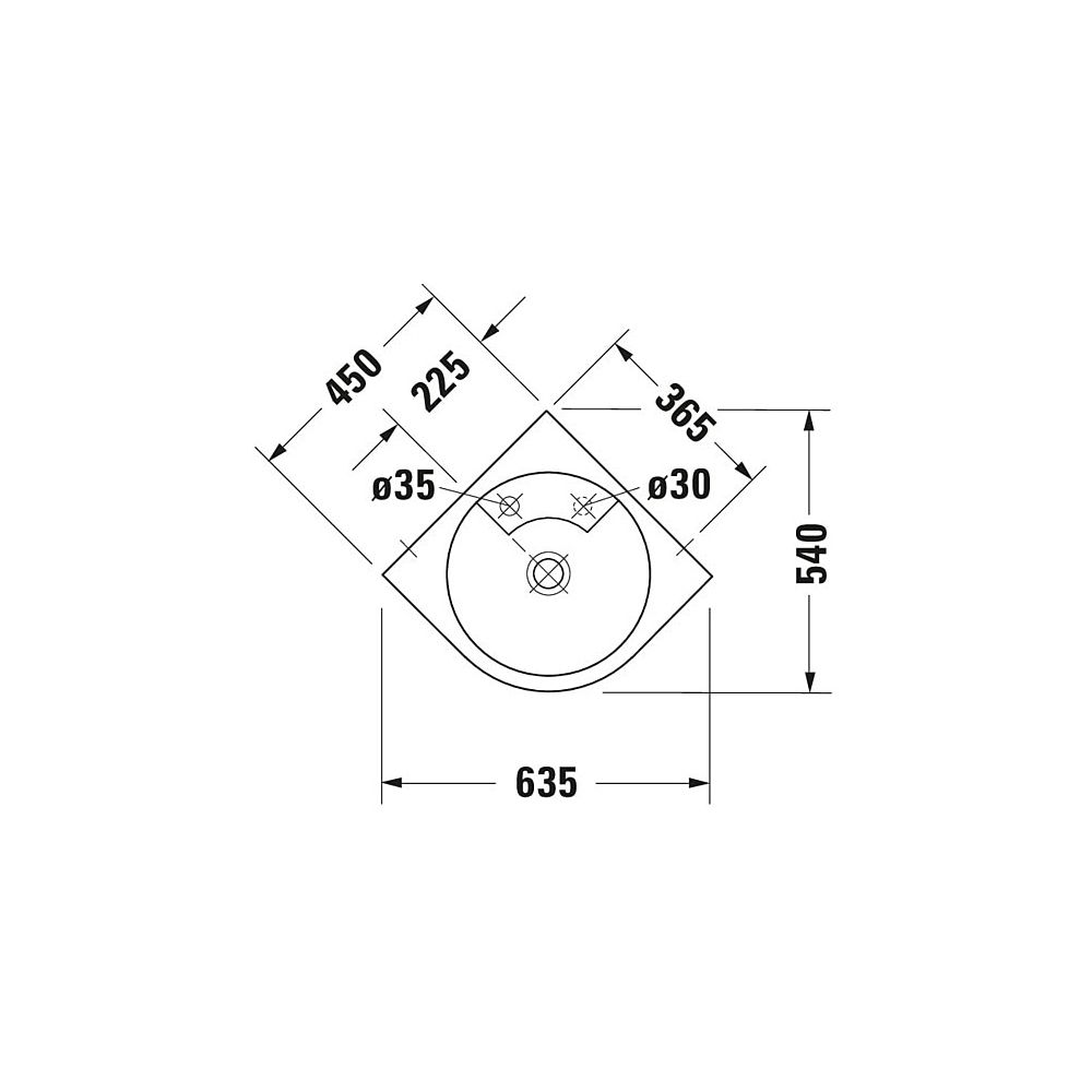 Duravit Architec Eck-Handwaschbecken 540x635x150mm wandh. Weiß Hochglanz, Halbrund,... DURAVIT-0448450000 4021534084812 (Abb. 7)
