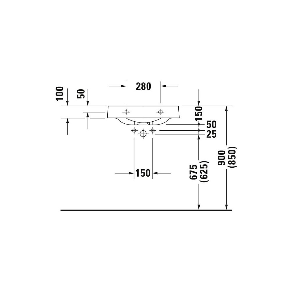 Duravit Architec Waschtisch 520x575x150mm wandhäng., Weiß Hochglanz, Halbrund, 1 Wa... DURAVIT-0449580000 4021534084836 (Abb. 3)