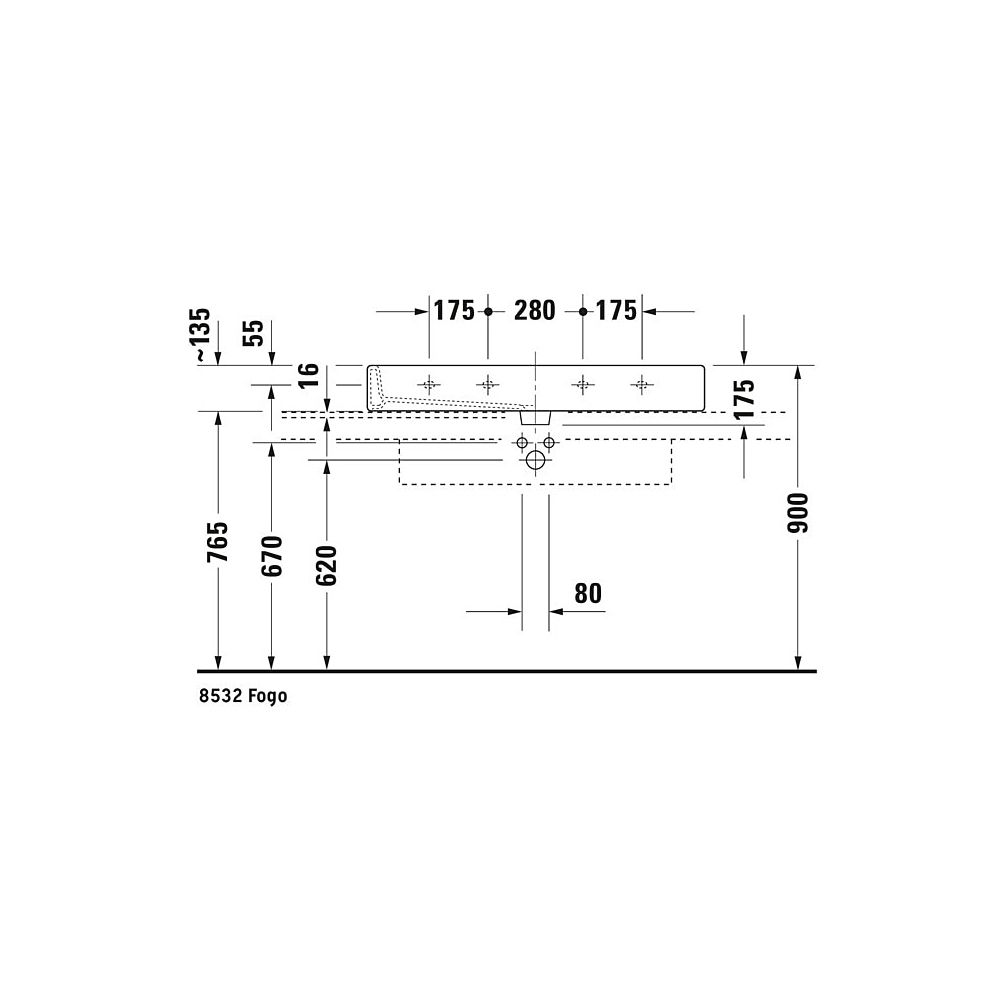 Duravit Vero Waschtisch 470x1000x175mm wandhäng., Weiß Hochglanz, Rechteckig, 2 WP ... DURAVIT-0454100026 4021534285769 (Abb. 8)