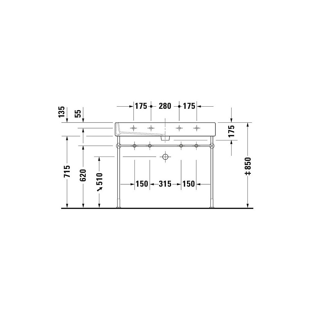 Duravit Vero Waschtisch 470x1000x175mm wandhäng., Weiß Hochglanz, Rechteckig, 2 WP... DURAVIT-0454100026 4021534285769 (Abb. 14)