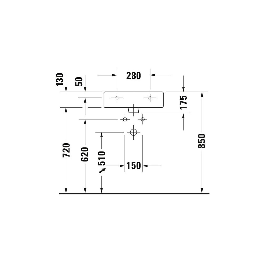 Duravit Vero Waschtisch 470x500x175mm wandhäng., Weiß Hochglanz, Rechteckig, 1 WP ... DURAVIT-0454500000 4021534269301 (Abb. 10)