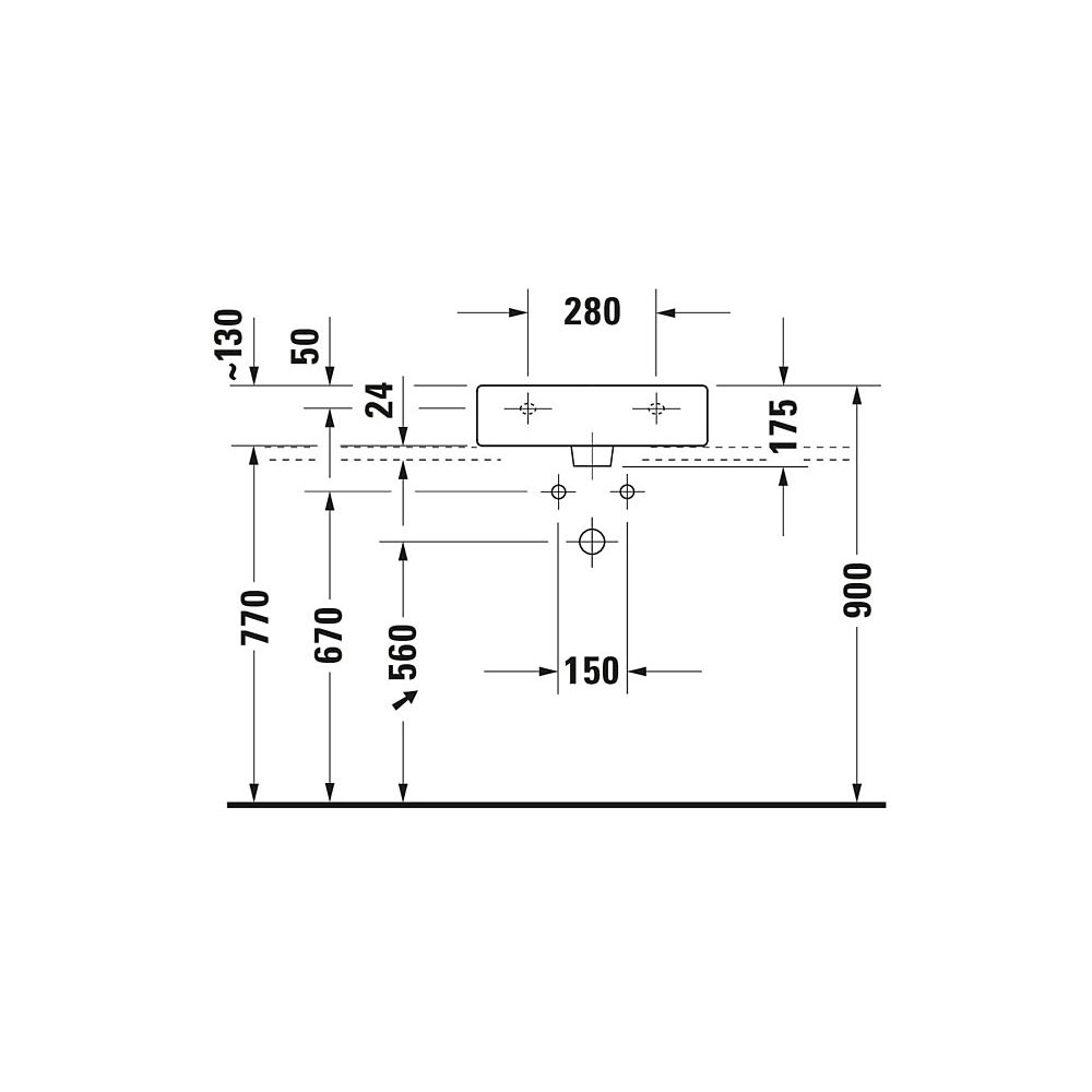 Duravit Vero Waschtisch 470x500x175mm wandhäng., Weiß Hochglanz, Rechteckig, 1 WP ... DURAVIT-0454500000 4021534269301 (Abb. 11)