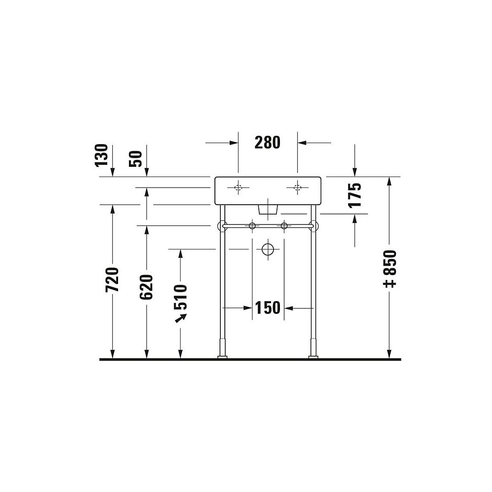 Duravit Vero Waschtisch 470x500x175mm wandhäng., Weiß Hochglanz, Rechteckig, 1 WP ... DURAVIT-0454500000 4021534269301 (Abb. 12)
