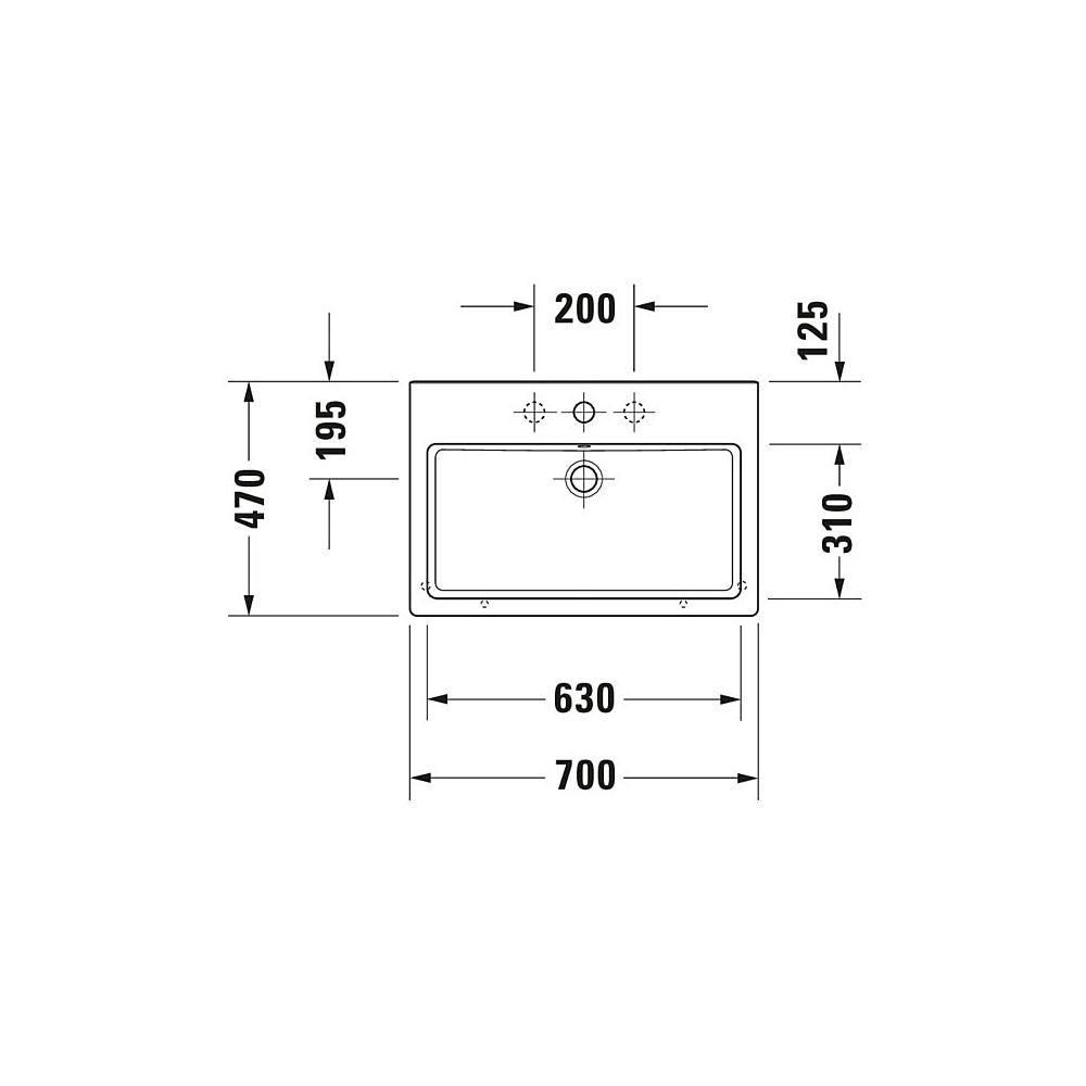 Duravit Vero Waschtisch 470x700x165mm wandhäng., Weiß Hochglanz, Rechteckig, 1 WP m... DURAVIT-0454700027 4021534693694 (Abb. 3)