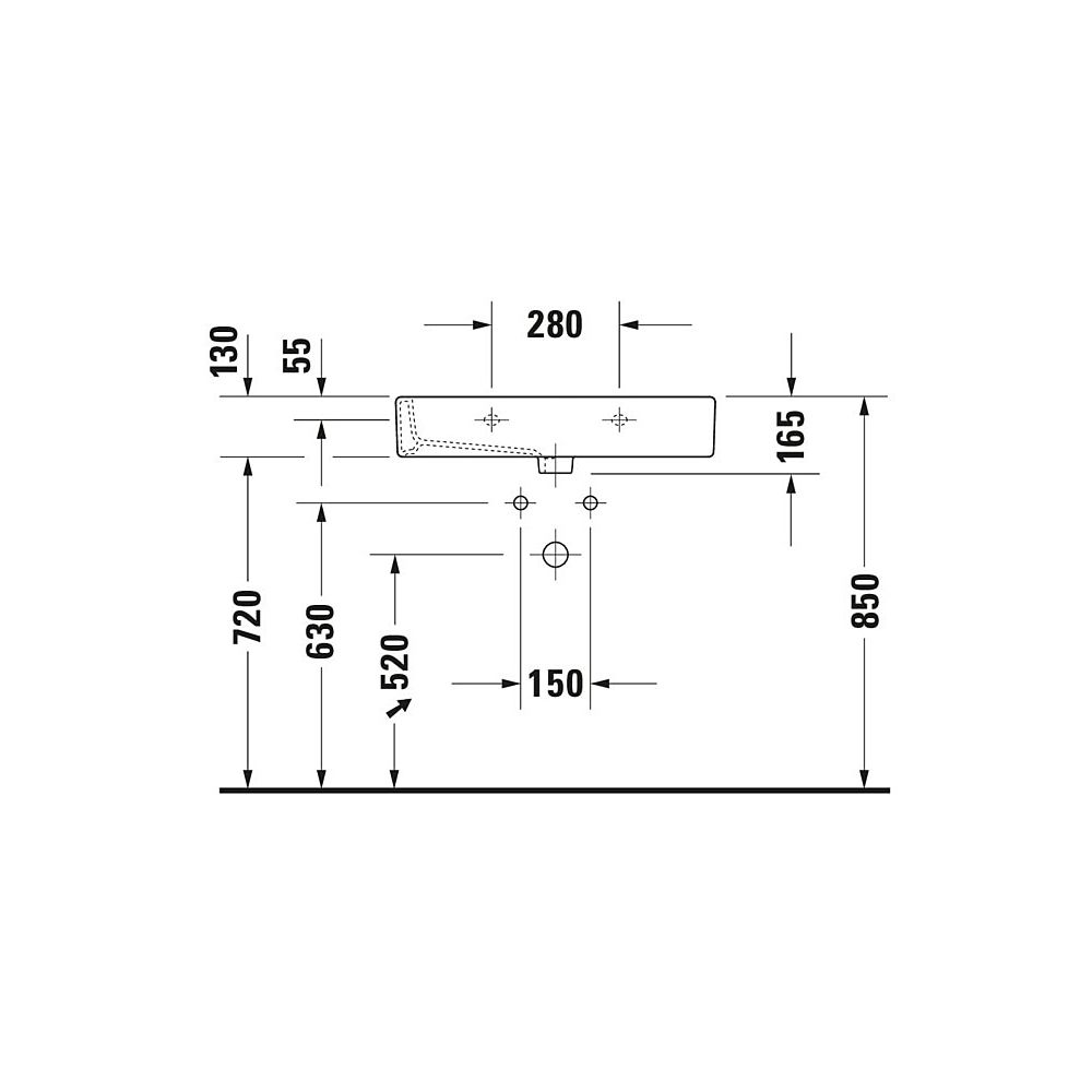 Duravit Vero Waschtisch 470x700x165mm wandhäng., Weiß Hochglanz, Rechteckig, 1 WP m... DURAVIT-0454700027 4021534693694 (Abb. 4)