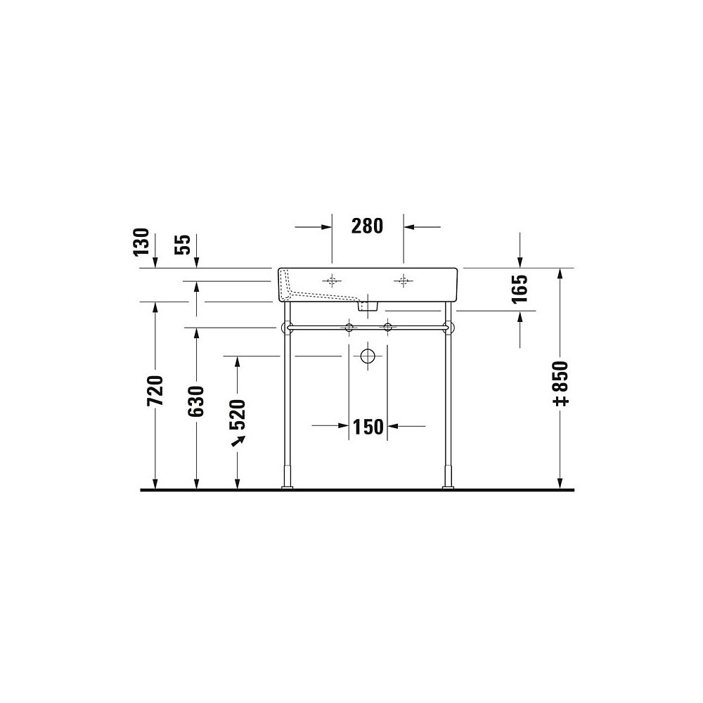 Duravit Vero Waschtisch 470x700x165mm wandhäng., Weiß Hochglanz, Rechteckig, 1 WP m... DURAVIT-0454700027 4021534693694 (Abb. 6)