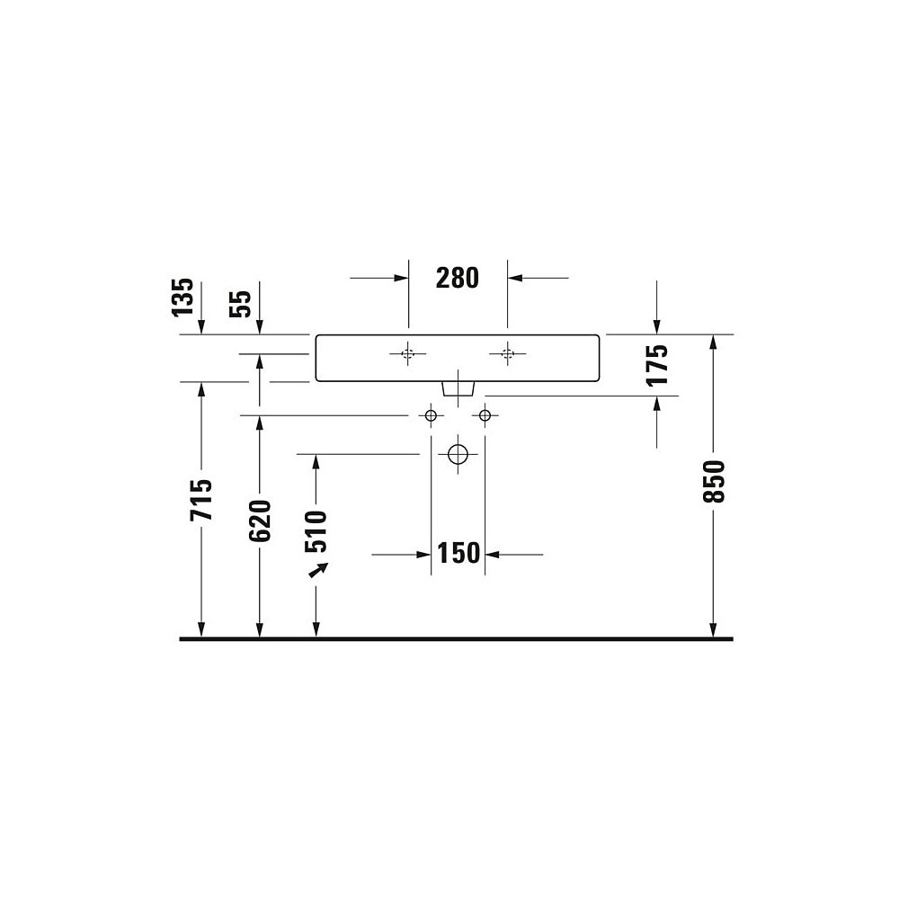 Duravit Vero Waschtisch 470x800x175mm wandhäng., Weiß Hochglanz, Rechteckig, 1 WP m... DURAVIT-0454800000 4021534269400 (Abb. 8)