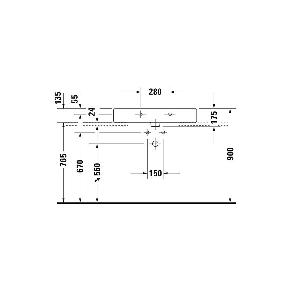 Duravit Vero Waschtisch 470x800x175mm wandhäng., Weiß Hochglanz, Rechteckig, 1 WP m... DURAVIT-0454800000 4021534269400 (Abb. 9)