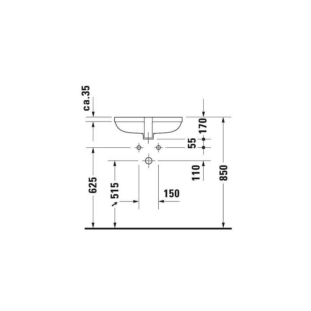 Duravit Happy D.2 Einbauwaschtisch 385x520x170mm, Weiß Hochglanz, WonderGliss, ohn... DURAVIT-04574800001 4021534286094 (Abb. 3)
