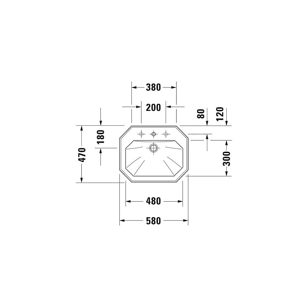 Duravit Serie 1930 Einbauwaschtisch 470x580x225mm, Weiß Hochglanz, WonderGliss, mi... DURAVIT-04765800001 4021534188664 (Abb. 2)