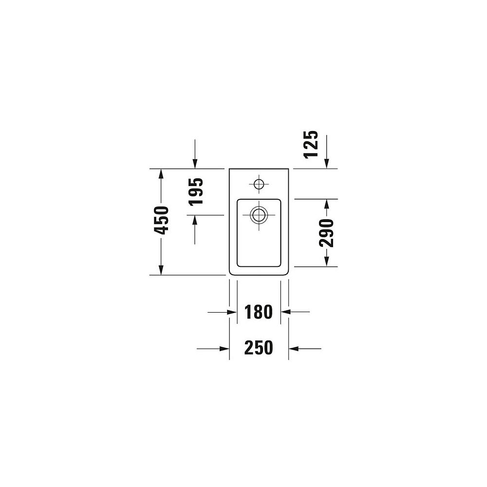 Duravit Vero Handwaschbecken 450x250x145mm, Weiß Hochglanz, Rechteckig,1 Waschplat... DURAVIT-0702250000 4021534317378 (Abb. 13)