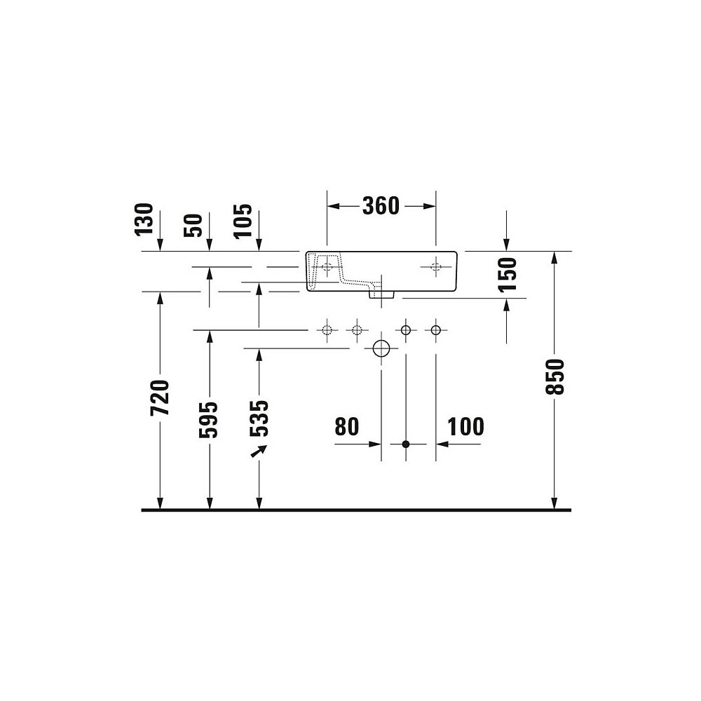 Duravit Vero Handwaschbecken 250x500x150mm, Weiß Hochglanz, Rechteckig, 1 Waschplat... DURAVIT-0703500000 4021534317354 (Abb. 3)