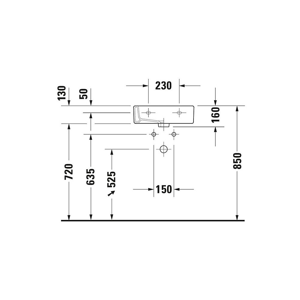 Duravit Vero Handwaschbecken 350x450x160mm, Weiß Hochglanz, Rechteckig,1 Waschplatz... DURAVIT-0704450000 4021534317392 (Abb. 9)