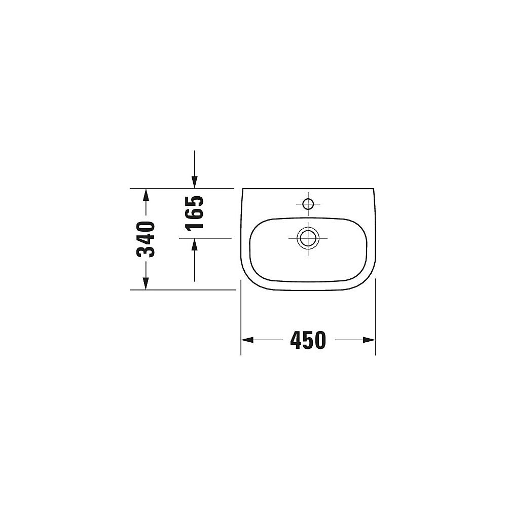 Duravit D-Code Handwaschbecken 340x450x145mm, Weiß Hochglanz, Rechteckig,1 Waschpla... DURAVIT-0705450000 4021534344091 (Abb. 9)
