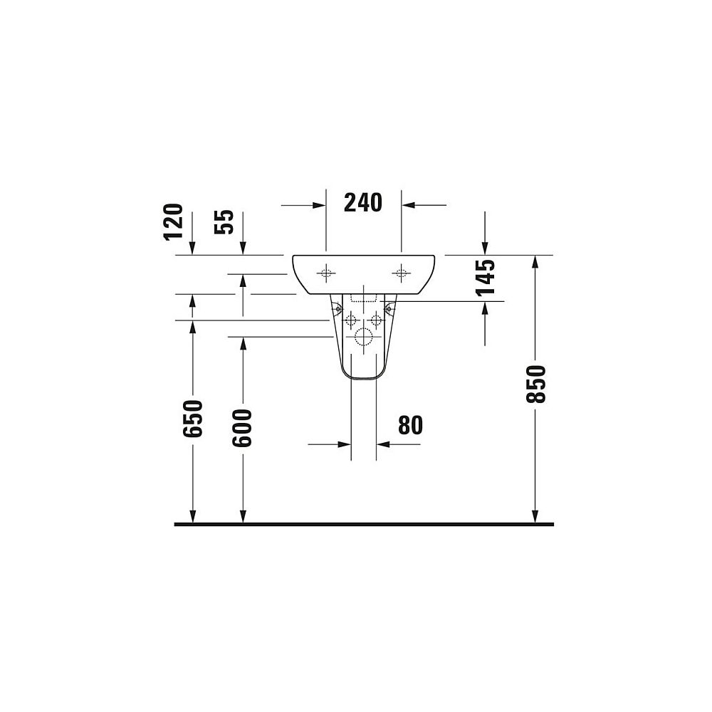 Duravit D-Code Handwaschbecken 340x450x145mm, Weiß Hochglanz, Rechteckig,1 Waschpl... DURAVIT-0705450000 4021534344091 (Abb. 10)