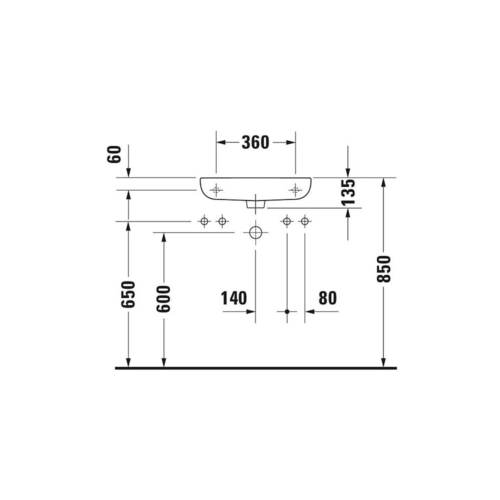 Duravit D-Code Handwaschbecken 220x500x135mm, Weiß Hochglanz, Rechteckig, 1 Waschpl... DURAVIT-0706500009 4021534346378 (Abb. 4)