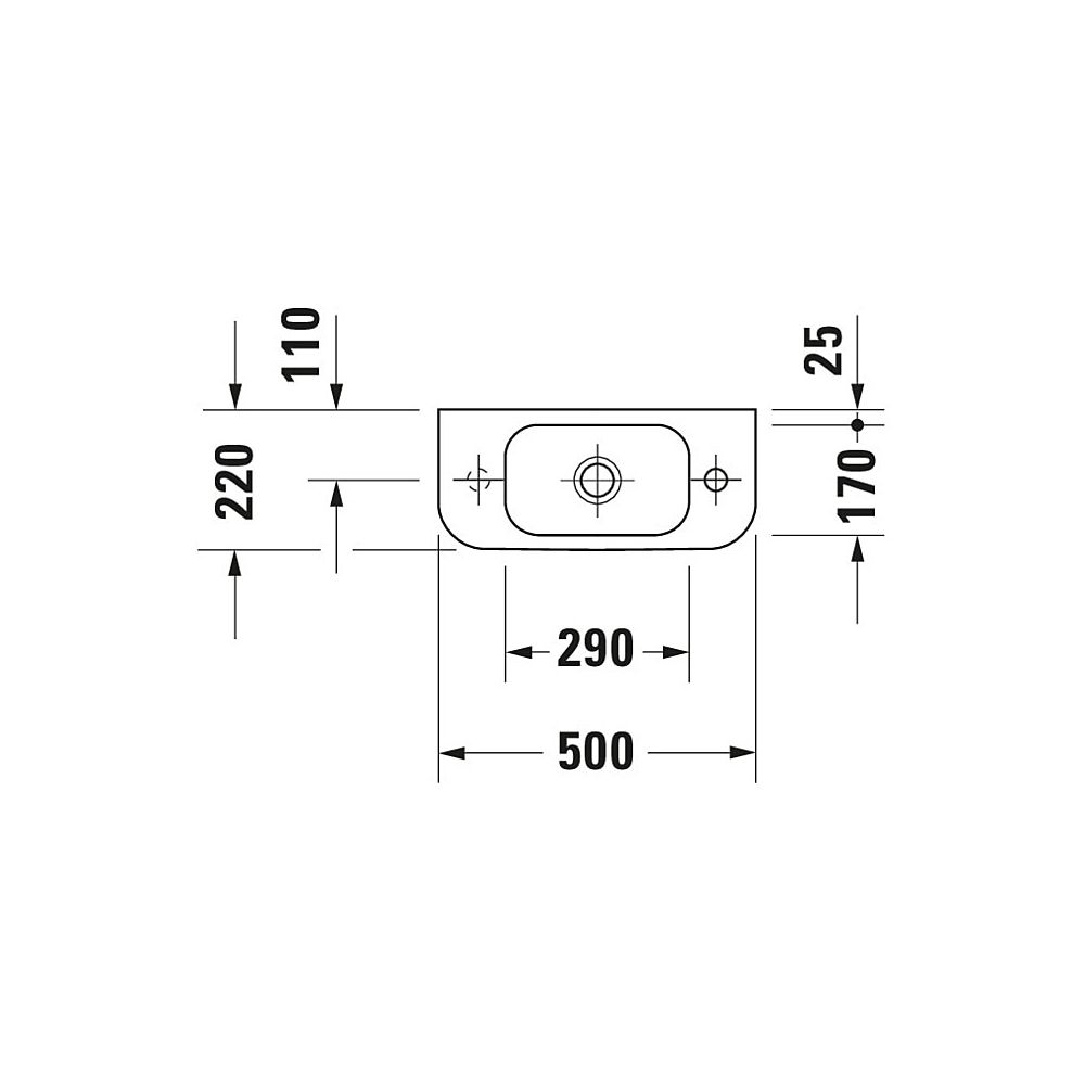 Duravit Happy D.2 Handwaschbecken 220x500x110mm Weiß HG, WonderGliss, Rechteckig, ... DURAVIT-07115000091 4021534942211 (Abb. 2)