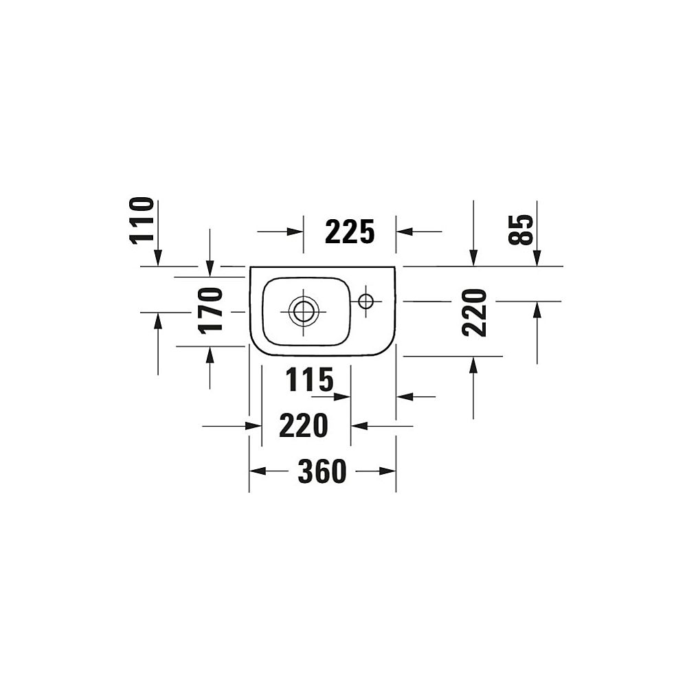 Duravit DuraStyle Handwaschbecken 220x360x140mm Weiß Hochglanz, WonderGliss, Recht... DURAVIT-07133600001 4053424509297 (Abb. 7)