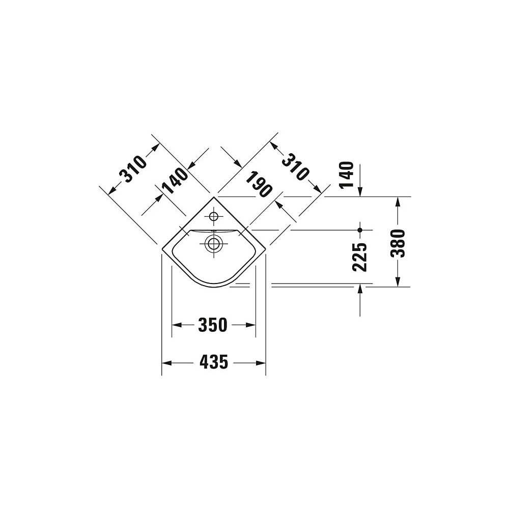 Duravit ME by Starck Eck-Handwaschbecken 380x435x155mm, Weiß SM, WonderGliss, Halb... DURAVIT-07224332001 4053424892535 (Abb. 4)