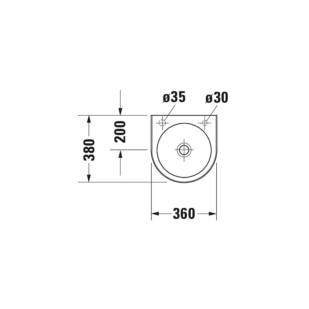 Duravit Architec Handwaschbecken 380x360x150mm, Weiß Hochglanz, Halbrund, 1 Waschpl... DURAVIT-0766350009 4021534254550 (Abb. 2)