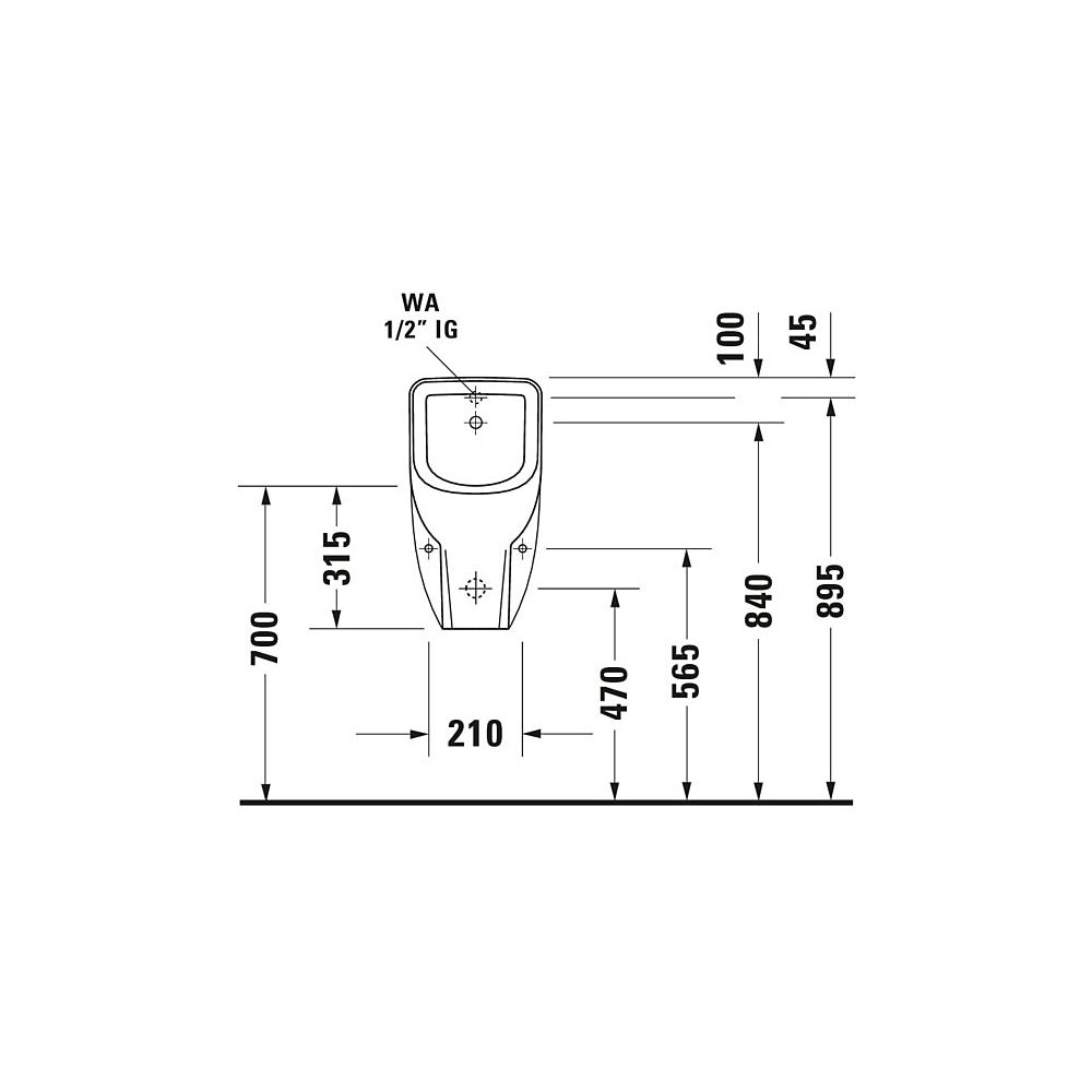 Duravit D-Code Urinal 290x305x565mm Weiß Hochglanz Rimless, Verdrängung, Zulauf hin... DURAVIT-0829300000 4021534392238 (Abb. 6)