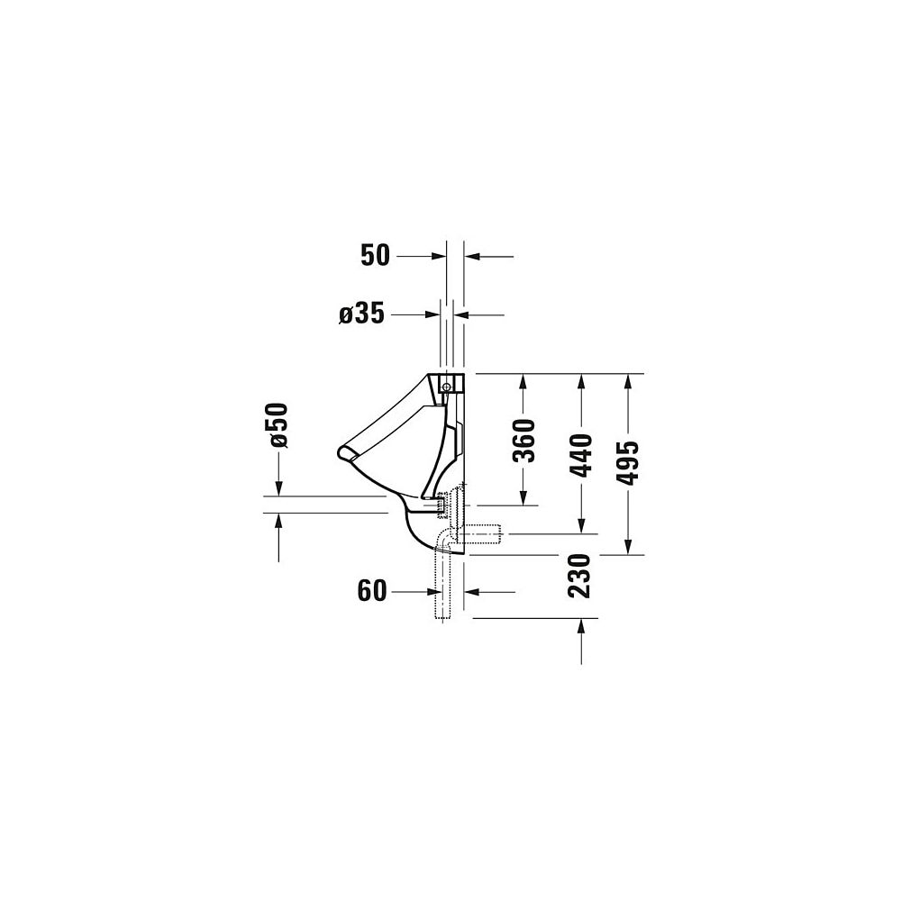 Duravit Katja Urinal 345x330x495mm Weiß Hochglanz, geschlossen, Absauger, Zulauf ob... DURAVIT-0831320000 4021534211812 (Abb. 3)