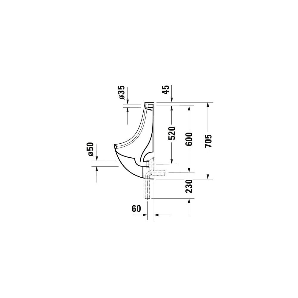 Duravit Design Classics Urinal 350x370x705mm Weiß Hochglanz WonderGliss geschlosse... DURAVIT-08473700001 4021534193958 (Abb. 3)