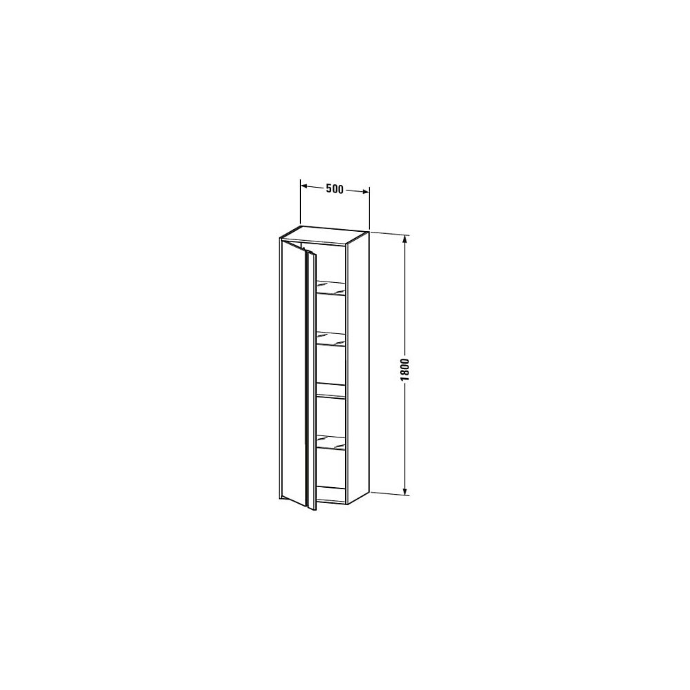 Duravit Ketho Hochschrank Dekor 360x500x1800mm Eiche Mattschwarz, 1 Tür R, Griffle... DURAVIT-KT1265R1616 4063382184252 (Abb. 4)