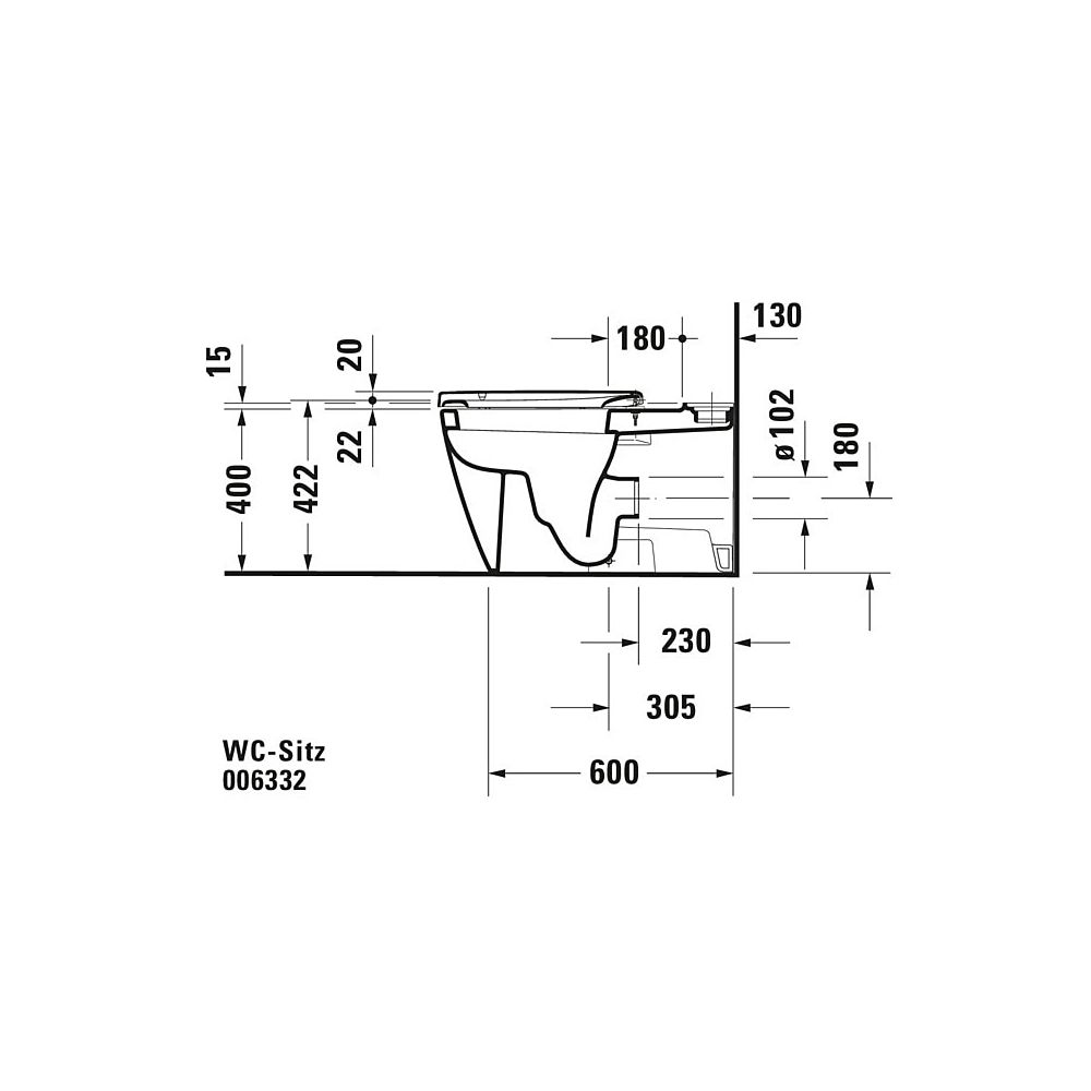 Duravit WC-Sitz, Weiß Hochglanz 370x37x500mm, ohne Absenkautomatik, Edelstahl-Scha... DURAVIT-0063320000 4021534634314 (Abb. 13)