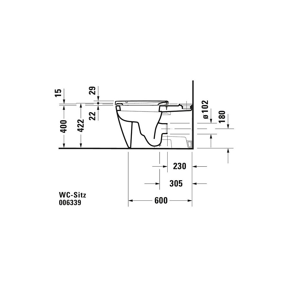 Duravit WC-Sitz, Weiß HG 372x51x488mm mit Absenkauto. Sitzgarnitur ab. Weiße Edels... DURAVIT-0063390000 4021534634321 (Abb. 32)