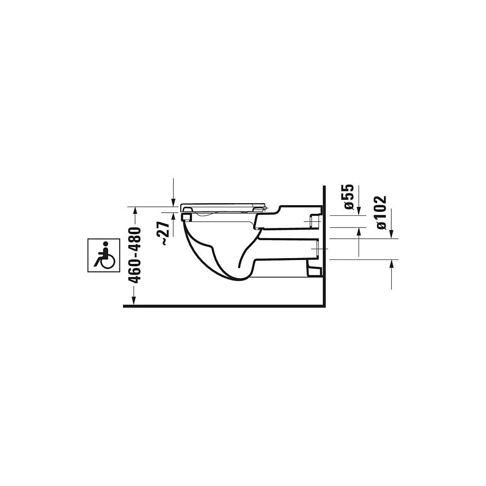 Duravit Starck 3 Wand-WC 700x370x355mm, Weiß Hochglanz, 6l, Tiefspüler, geschlossen... DURAVIT-2203090000 4021534278549 (Abb. 4)