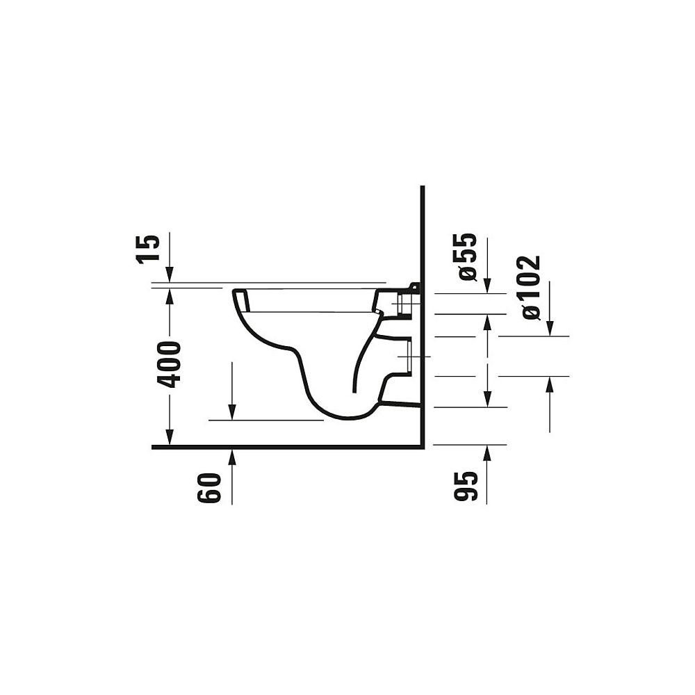 Duravit D-Code Wand-WC 480x350x355mm, Weiß Hochglanz, 6l, Tiefspüler, halb, waager... DURAVIT-2211090000 4021534344237 (Abb. 19)