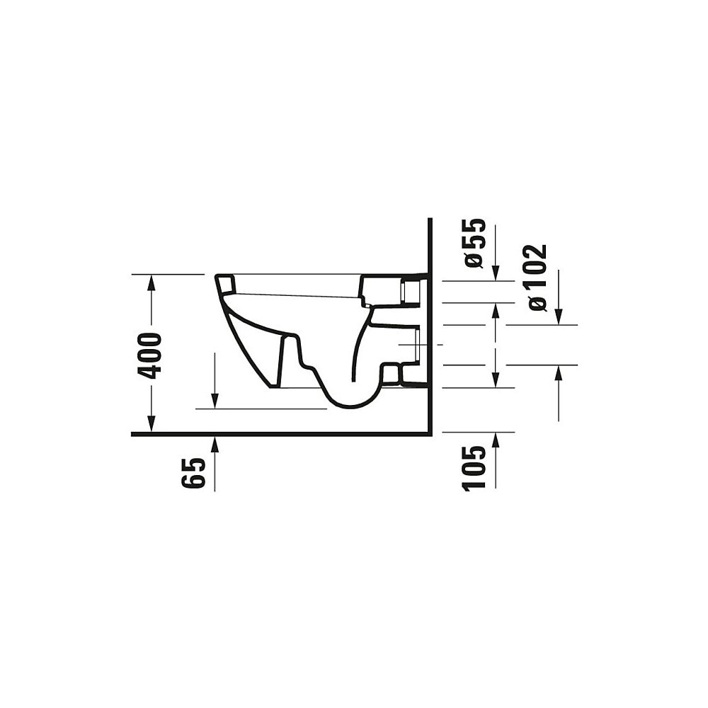Duravit Happy D.2 Wand-WC 540x365x335mm, Weiß Hochglanz, 4,5l, WonderGliss, Tiefsp... DURAVIT-22210900001 4021534848933 (Abb. 5)
