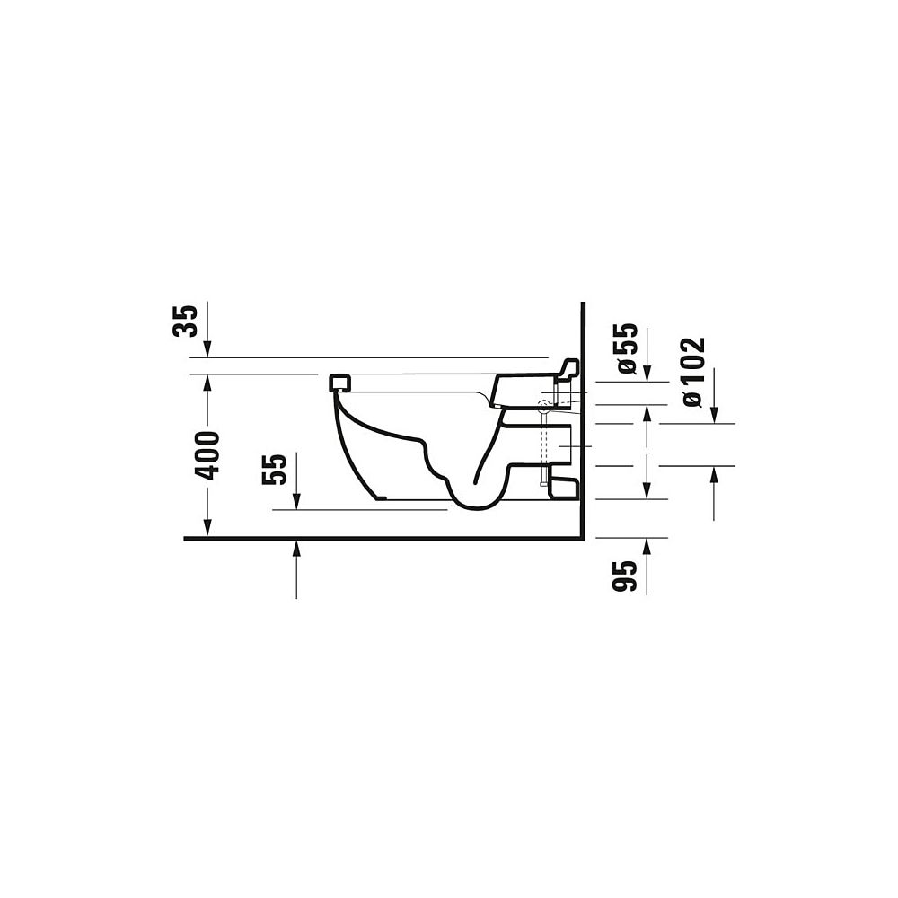 Duravit Starck 3 Wand-WC für Dusch-WC-Sitz 620x365x435mm, Weiß Hochglanz, 4,5l, Wo... DURAVIT-22265900001 4021534822162 (Abb. 5)