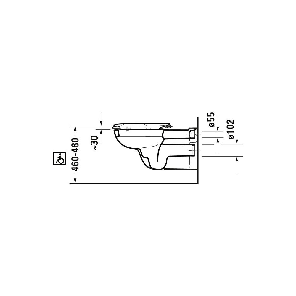 Duravit D-Code Wand-WC 700x360x365mm, Weiß Hochglanz, 4,5l, Tiefspüler, geschlossen... DURAVIT-2228090000 4021534822377 (Abb. 7)