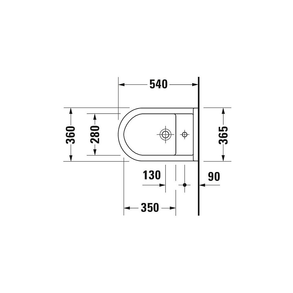Duravit Starck 3 Wandbidet 540x355x320mm, Weiß Hochglanz, WonderGliss, 1 HL, mit H... DURAVIT-22301500001 4021534223723 (Abb. 4)
