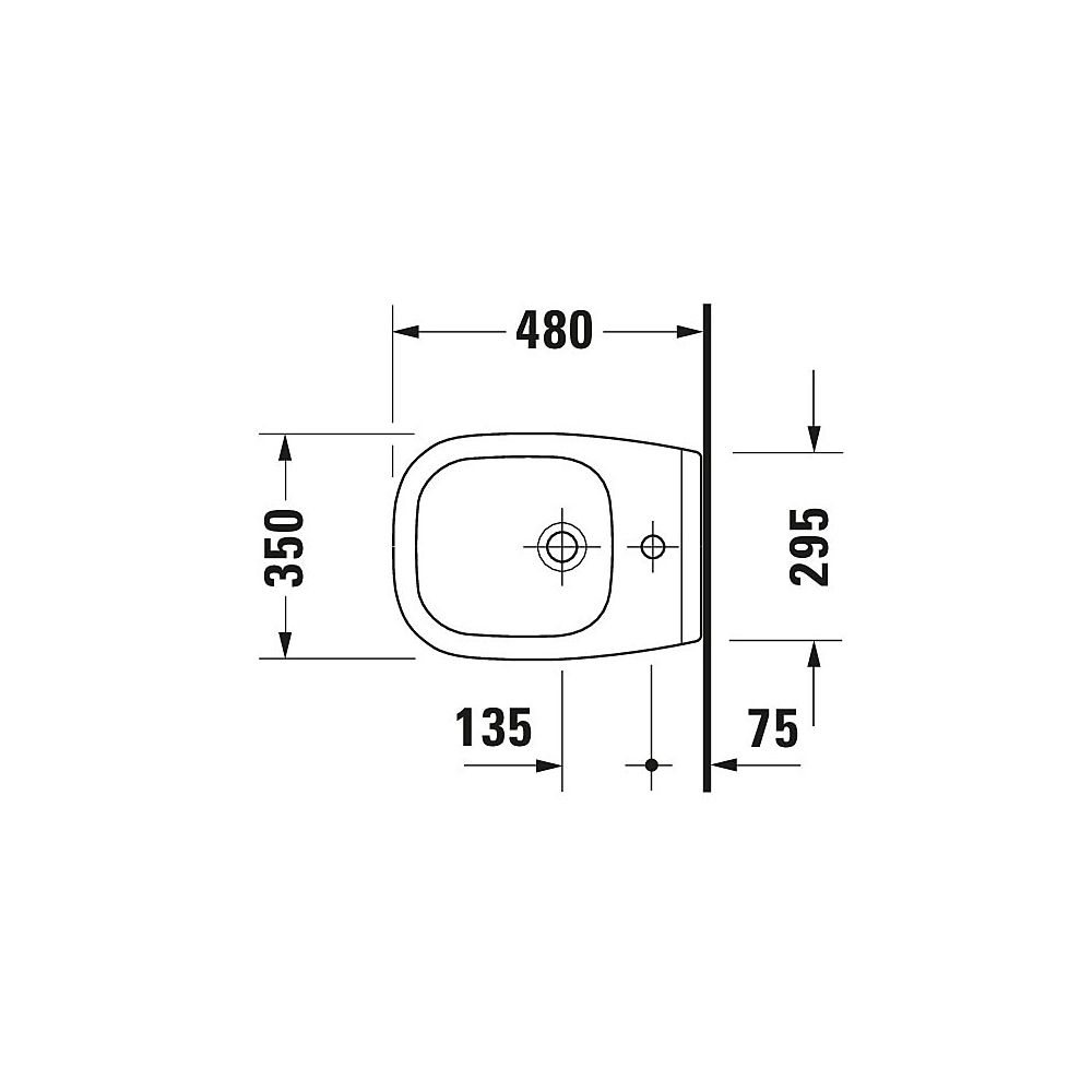Duravit D-Code Wandbidet 480x350x350mm, Weiß Hochglanz, 1 HL, mit HLB/Überlauf... DURAVIT-2237150000 4021534344299 (Abb. 3)