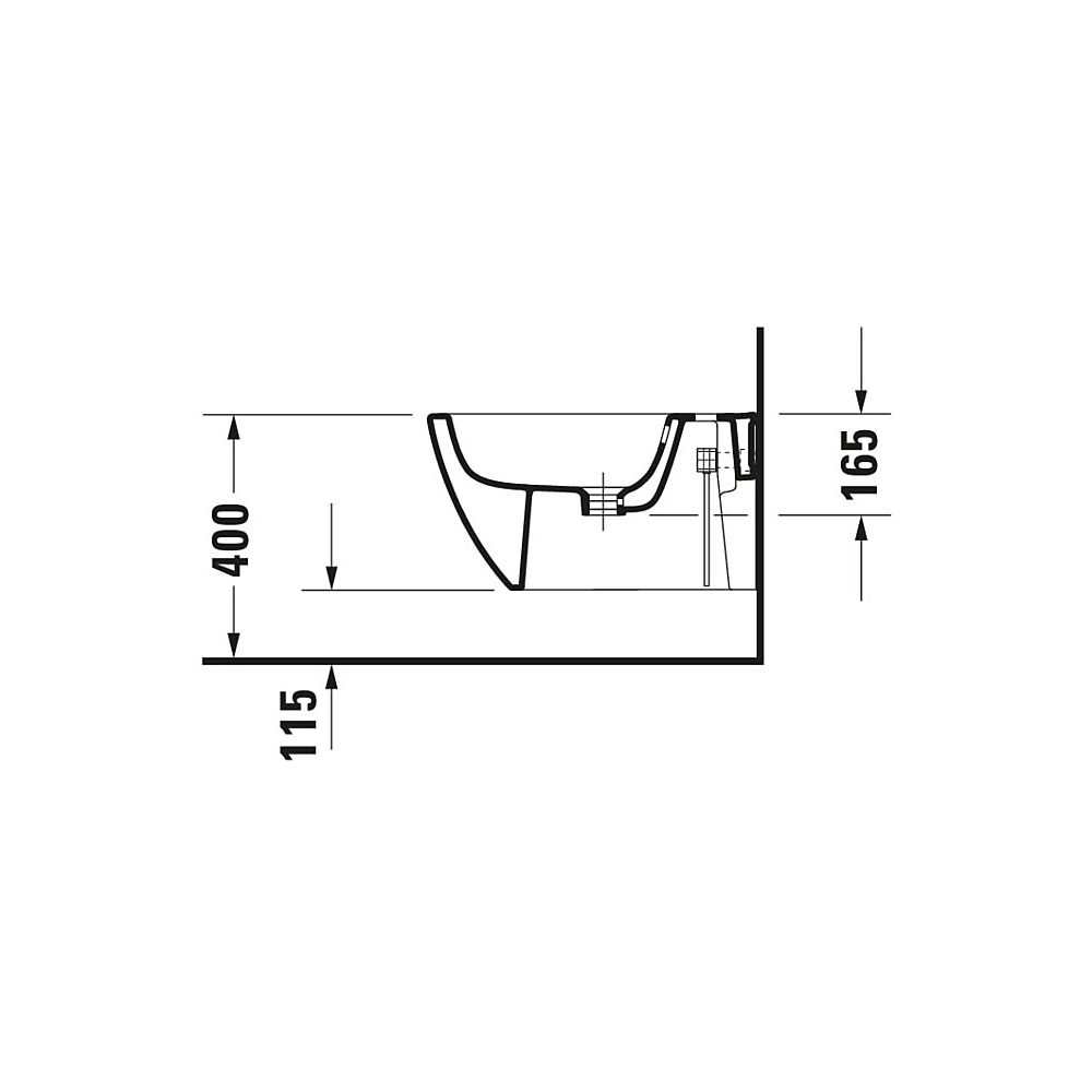 Duravit Happy D.2 Wandbidet 540x365x285mm, Weiß Hochglanz, 1 HL, HLB, Überlauf, ver... DURAVIT-2258150000 4021534855870 (Abb. 4)
