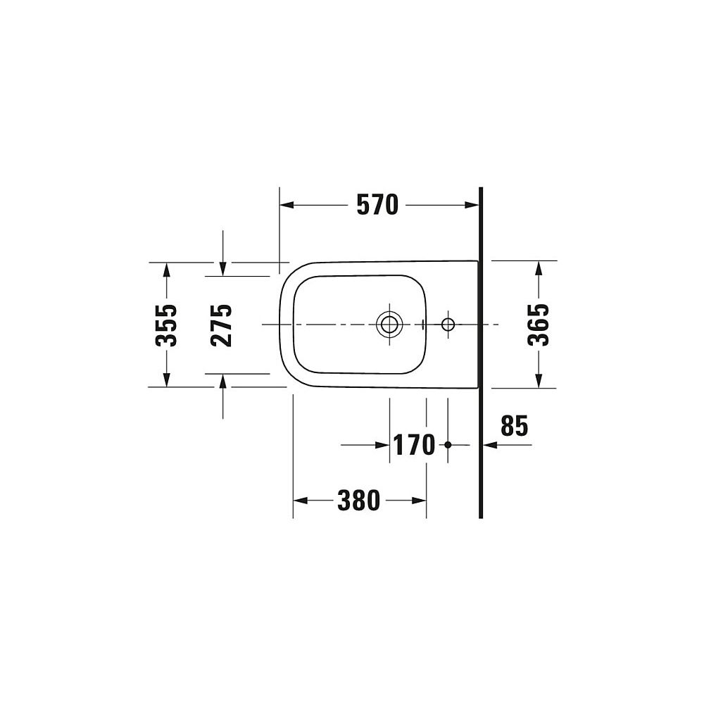 Duravit Happy D.2 Stand Bidet 570x365x400mm, Weiß Hochglanz, 1 HL, mit Überlauf, Ba... DURAVIT-2267100000 4021534856082 (Abb. 3)