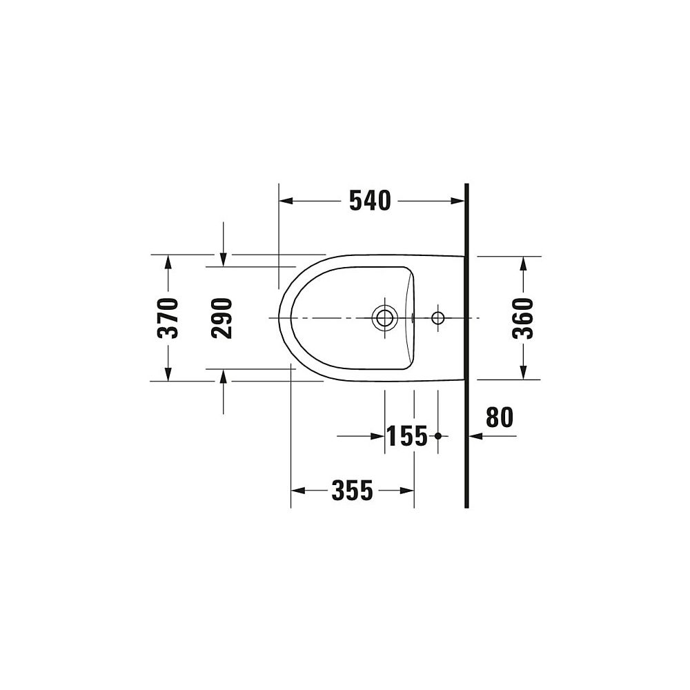 Duravit No.1 Wandbidet 540x370x300mm, Weiß Hochglanz, 1 HL, mit HLB/Überlauf... DURAVIT-2279150000 4053424182605 (Abb. 3)