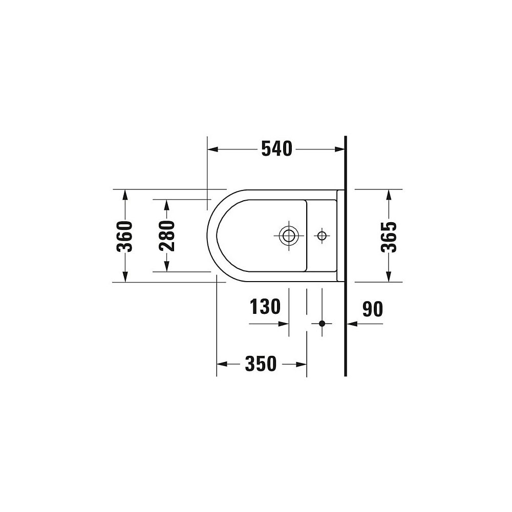 Duravit Starck 3 Wandbidet 540x365x335mm Weiß Hochglanz, WonderGliss, 1 HL, HLB, Ü... DURAVIT-22801500001 4021534630972 (Abb. 5)