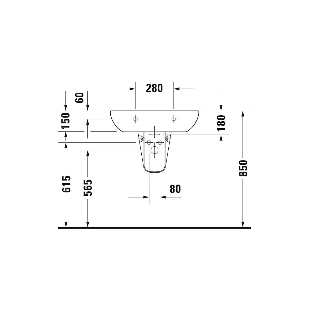 Duravit D-Code Waschtisch 500x650x180mm wandhäng., Weiß Hochglanz, Halbrund, 1 WP ... DURAVIT-2310650000 4021534344046 (Abb. 16)