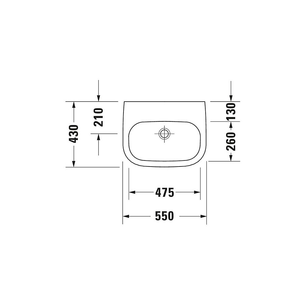 Duravit D-Code Waschtisch 430x550x175mm wandhäng., Weiß Hochglanz, Halbrund, 1 Wasc... DURAVIT-2311550000 4021534952975 (Abb. 4)