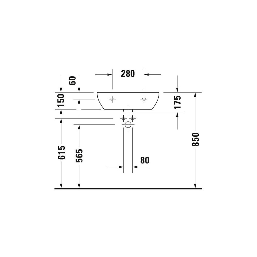 Duravit D-Code Waschtisch 430x550x175mm wandhäng., Weiß Hochglanz, Halbrund, 1 Wasc... DURAVIT-2311550000 4021534952975 (Abb. 5)