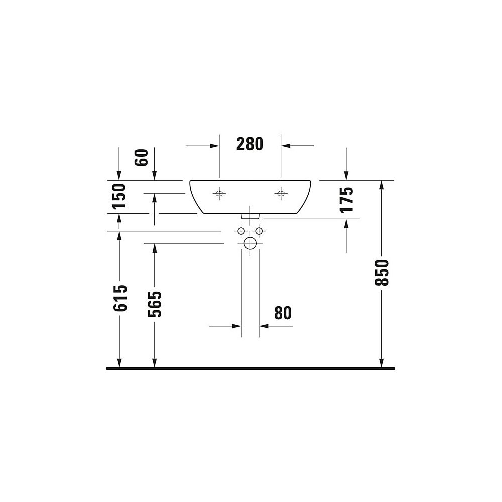 Duravit D-Code Waschtisch 430x550x175mm wandhäng., Weiß Hochglanz, Halbrund, 1 Wasc... DURAVIT-2311550000 4021534952975 (Abb. 6)