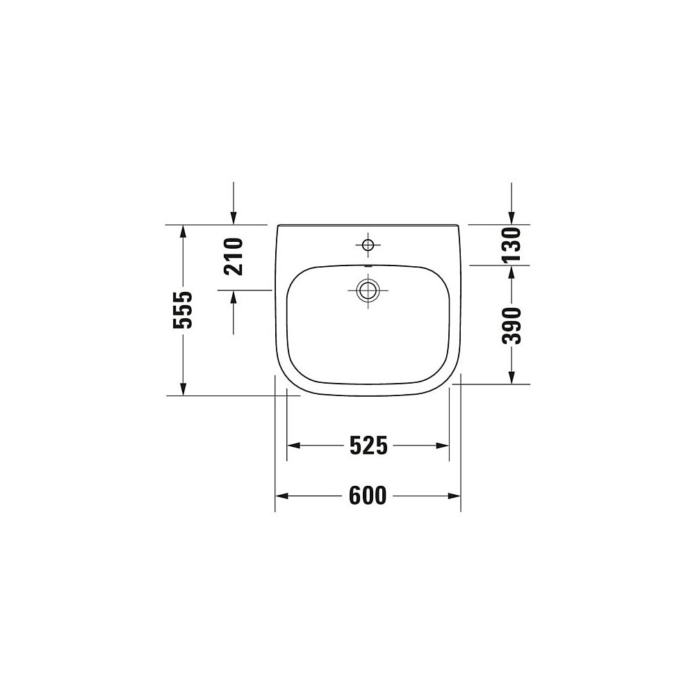 Duravit D-Code Waschtisch 555x600x155mm wandhäng., Weiß Hochglanz, Rechteckig, 1 Wa... DURAVIT-2312600000 4021534686504 (Abb. 3)