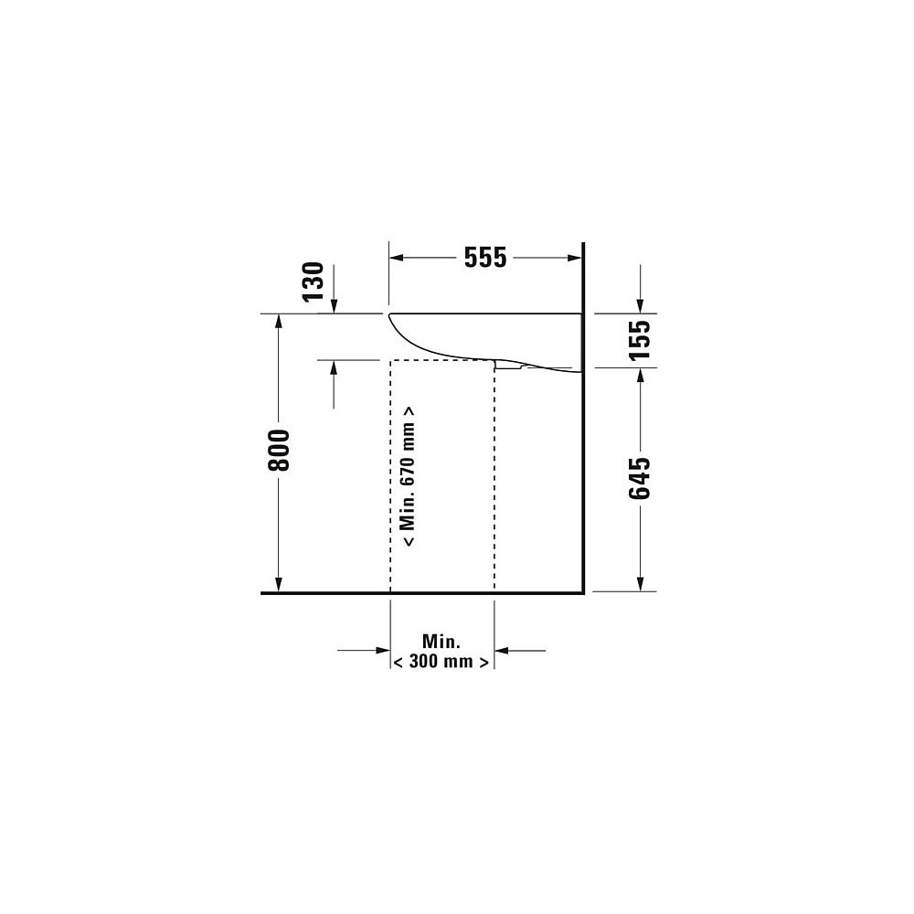 Duravit D-Code Waschtisch 555x600x155mm wandhäng., Weiß Hochglanz, Rechteckig, 1 Wa... DURAVIT-2312600000 4021534686504 (Abb. 4)