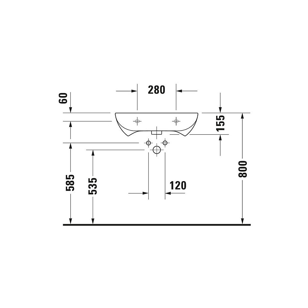 Duravit D-Code Waschtisch 555x600x155mm wandhäng., Weiß Hochglanz, Rechteckig, 1 Wa... DURAVIT-2312600000 4021534686504 (Abb. 5)