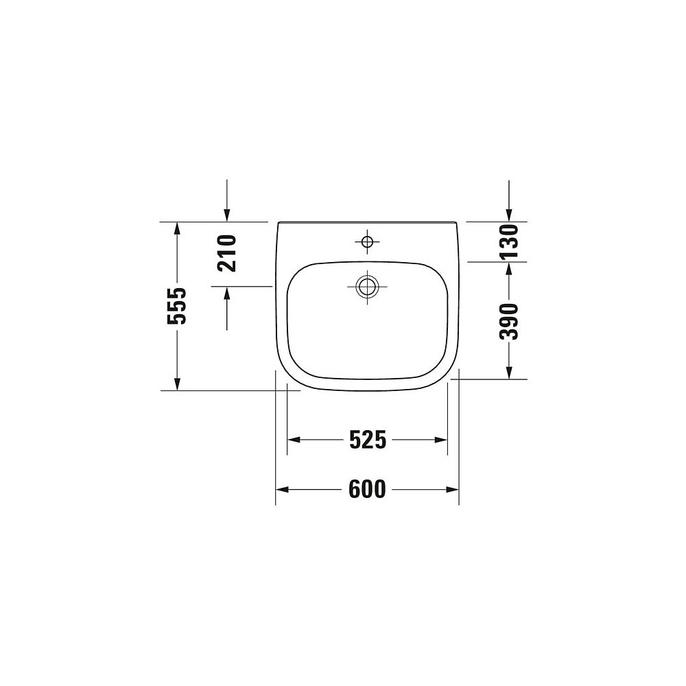 Duravit D-Code Waschtisch 555x600x155mm wandhäng., Weiß Hochglanz, Rechteckig, 1 Wa... DURAVIT-2313600000 4021534686528 (Abb. 2)